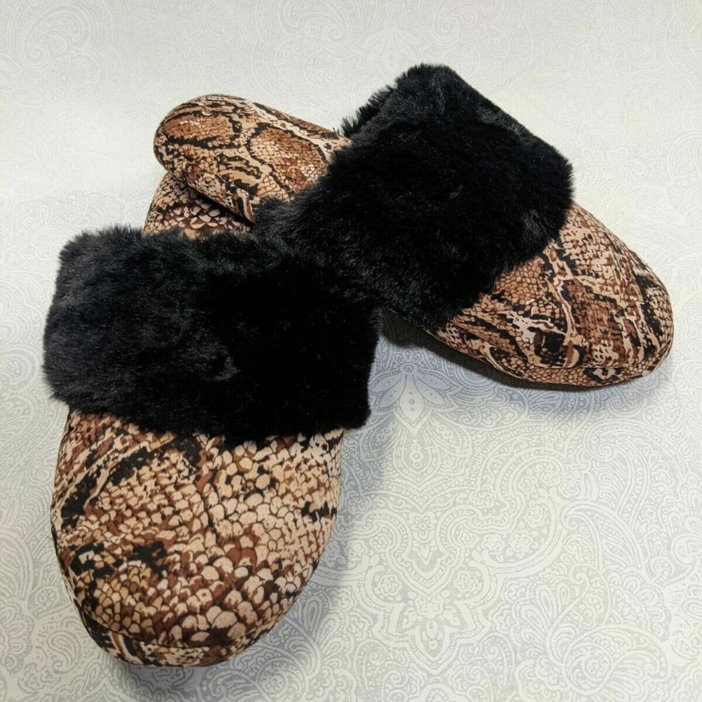 INC International Concepts Women's Anaconda Snake Slippers With Faux-Fur Size S